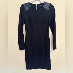DKNY XS black dress, leather accent shoulders